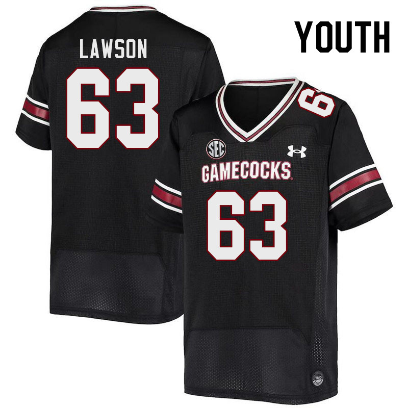 Youth #63 Parker Lawson South Carolina Gamecocks College Football Jerseys Stitched-Black